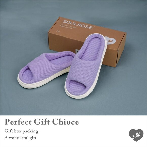 Women's Memory Foam Slippers Open Toe Indoor Outdoor - Picture 5 of 6